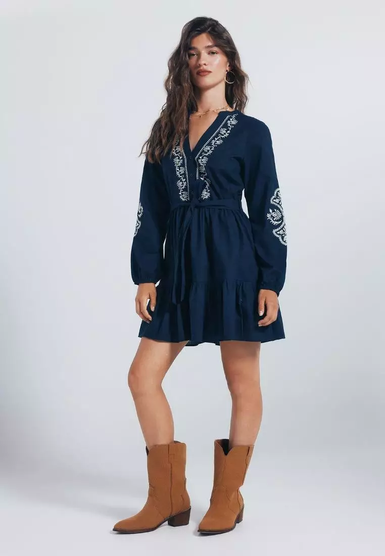 Buy Springfield Short Embroidered Shirt Dress 2026 Online | ZALORA ...