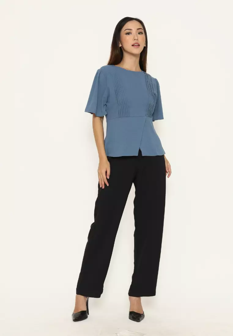 Urban Exchange Shellie Blue Blouse - Blouse Casual Wanita Warna Blue
