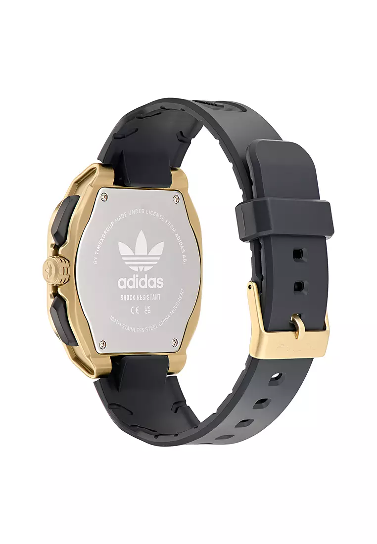 Adidas Gents City Tech Three Chrono Men's Watch - Gold Stainless Case and Silicone Band - AOFH24018