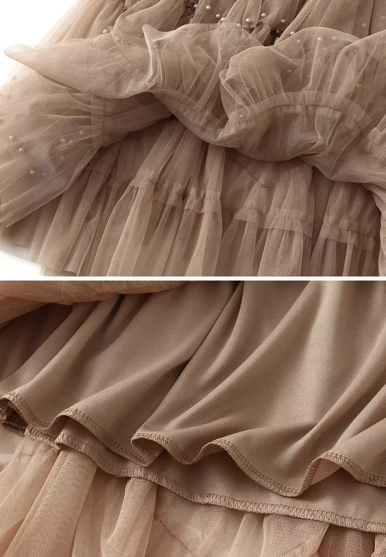 Heavily Embellished Tulle Tiered Skirt AF1220