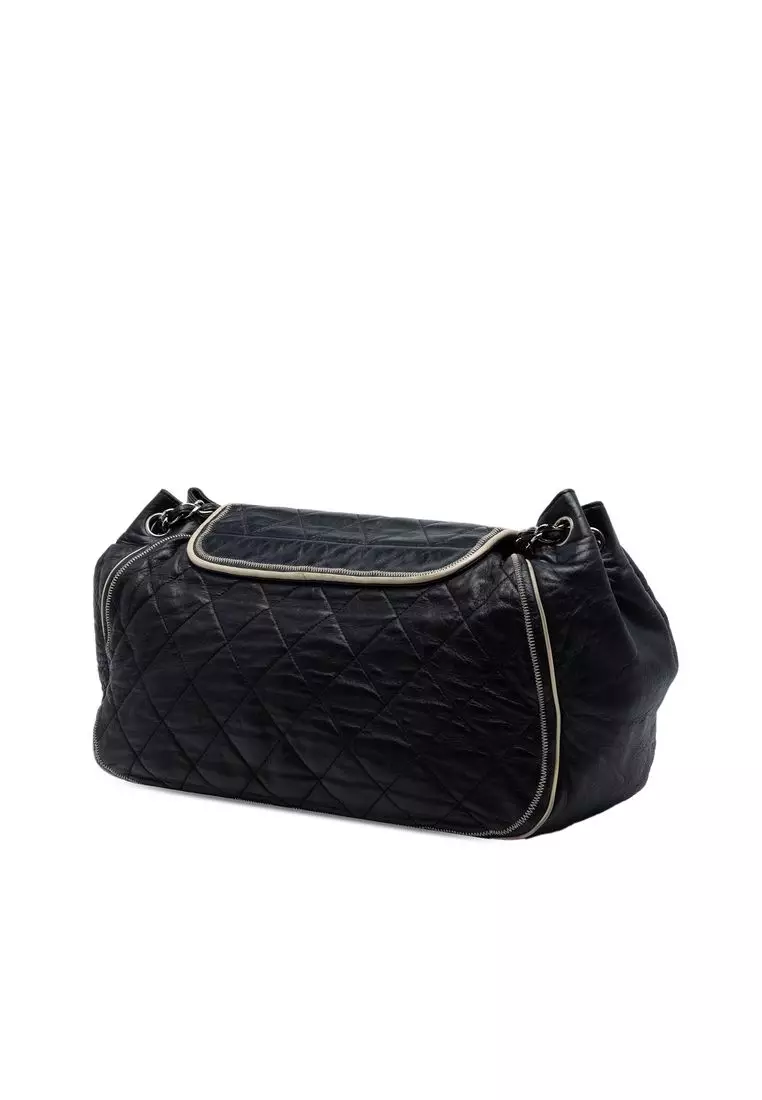 Pre-Loved Chanel Quilted Lambskin East West Mademoiselle Accordion Flap