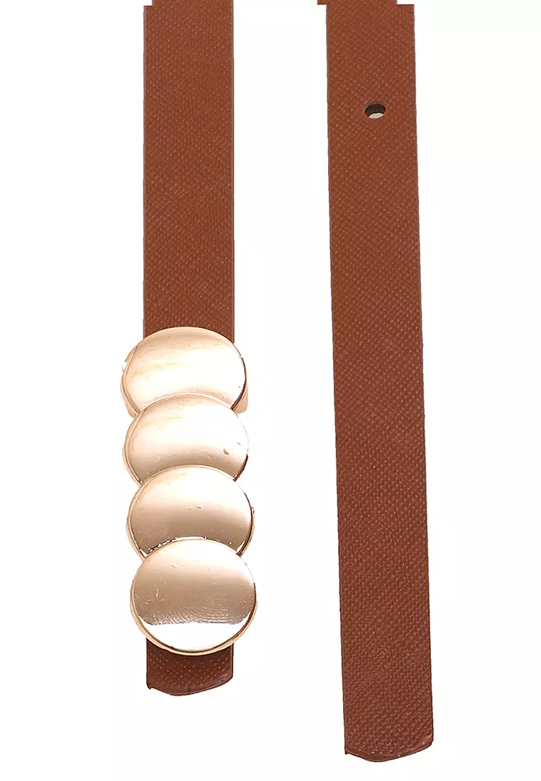 Fern Ikat Pinggang Gesper Wanita Stylish Casual Comfortable Material Leather Kulit ORIGINAL - Brown