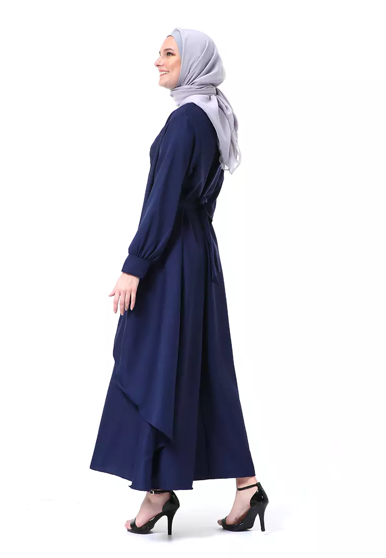 Catline Dress Gamis Jumbo Syar'i Lengan Panjang Regular Fit Premium Quality - Navy