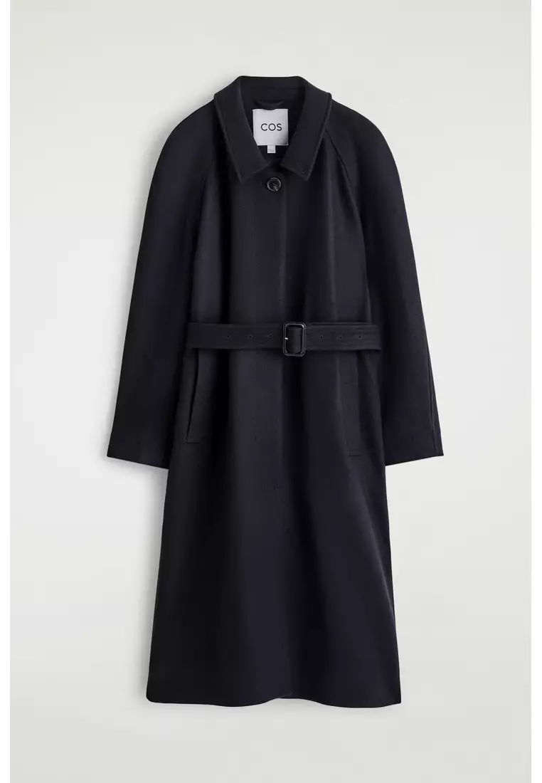 WOOL-BLEND LONG TRENCH COAT
