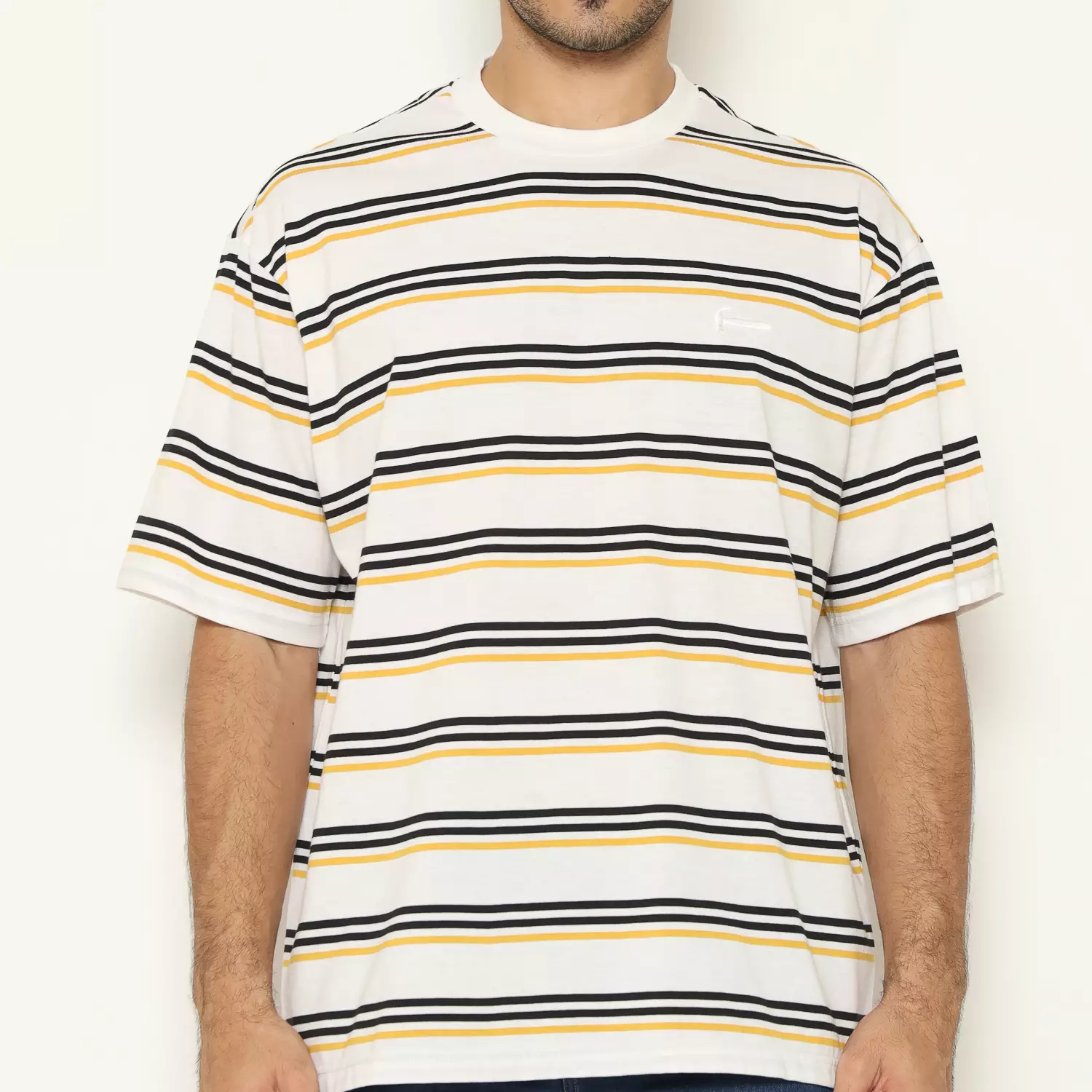 Hammer Men T-shirt Striped Oversize J1OTS17W1 | Kaos Pria Lengan Pendek Putih Navy
