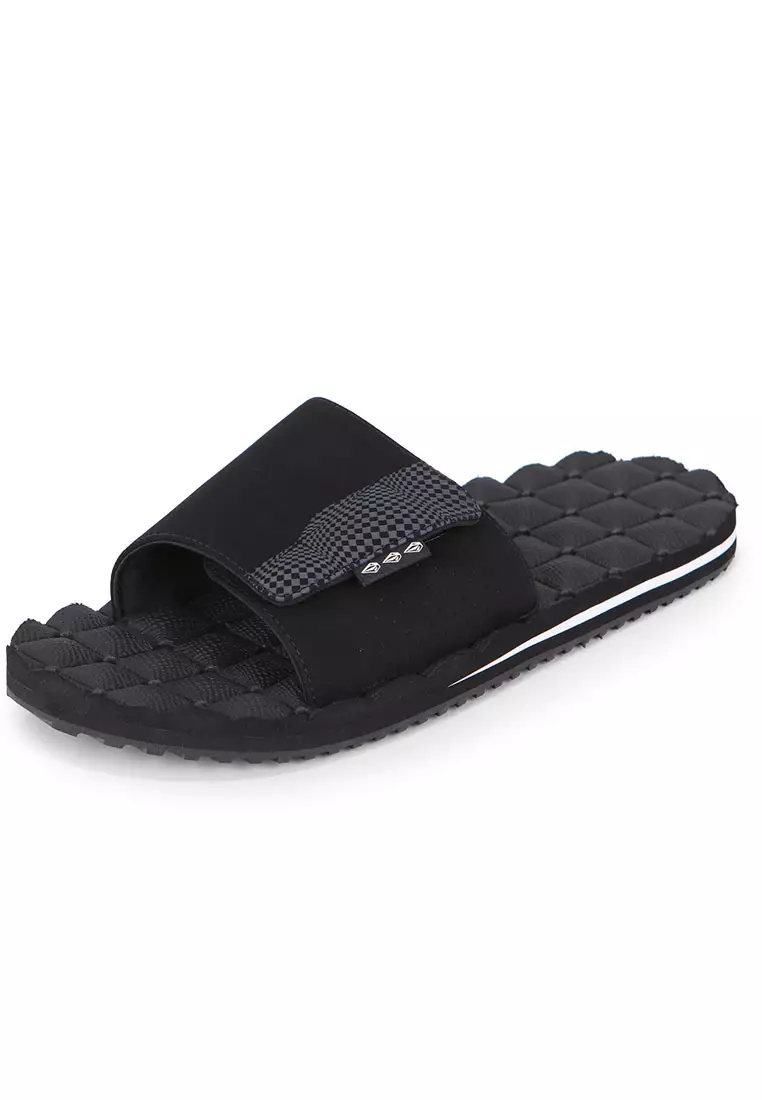 MSN RECLINER SLIDE SANDALS BLACK WHITE