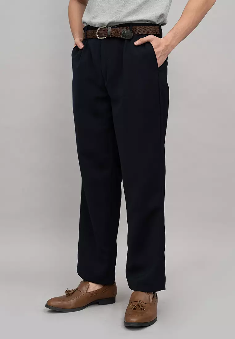 Houseofcuff Celana Panjang Bahan Regular Loose Fit Pants Navy