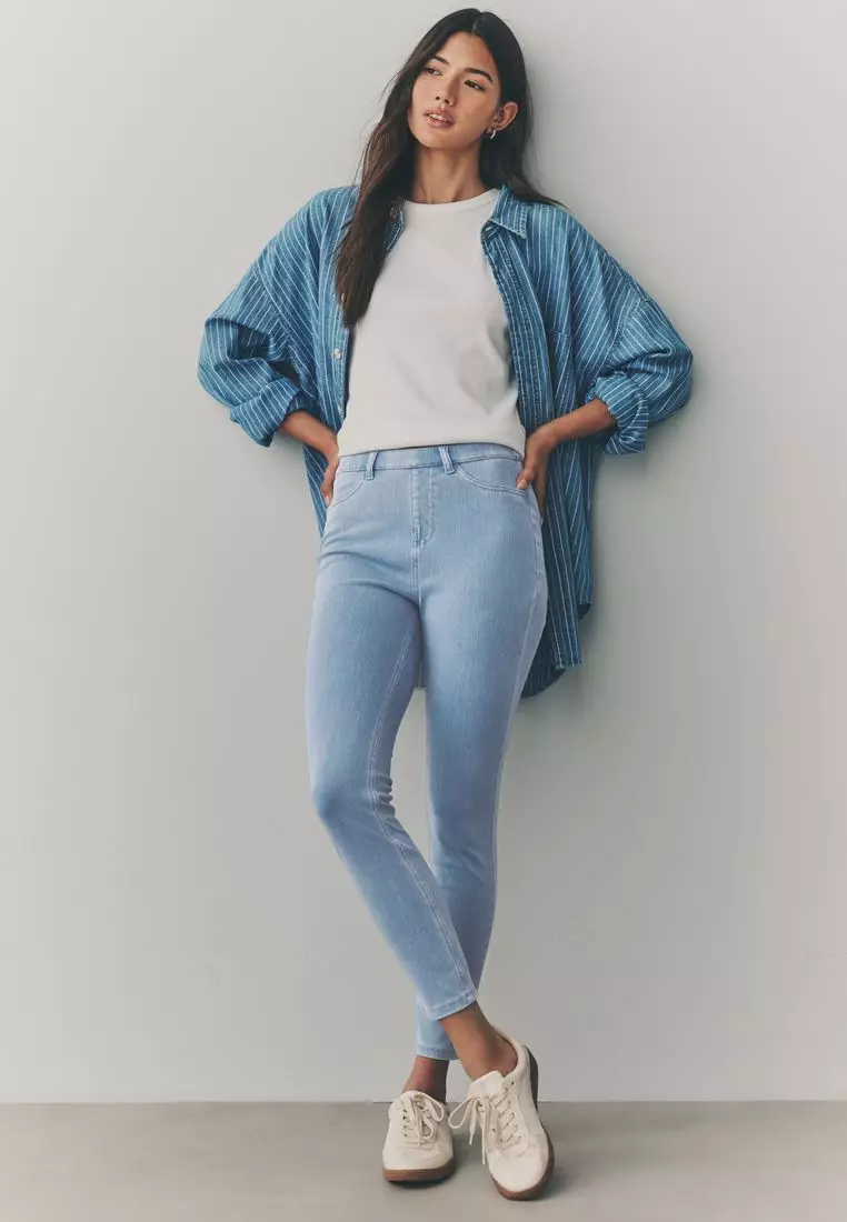 Cropped Denim Jersey Leggings