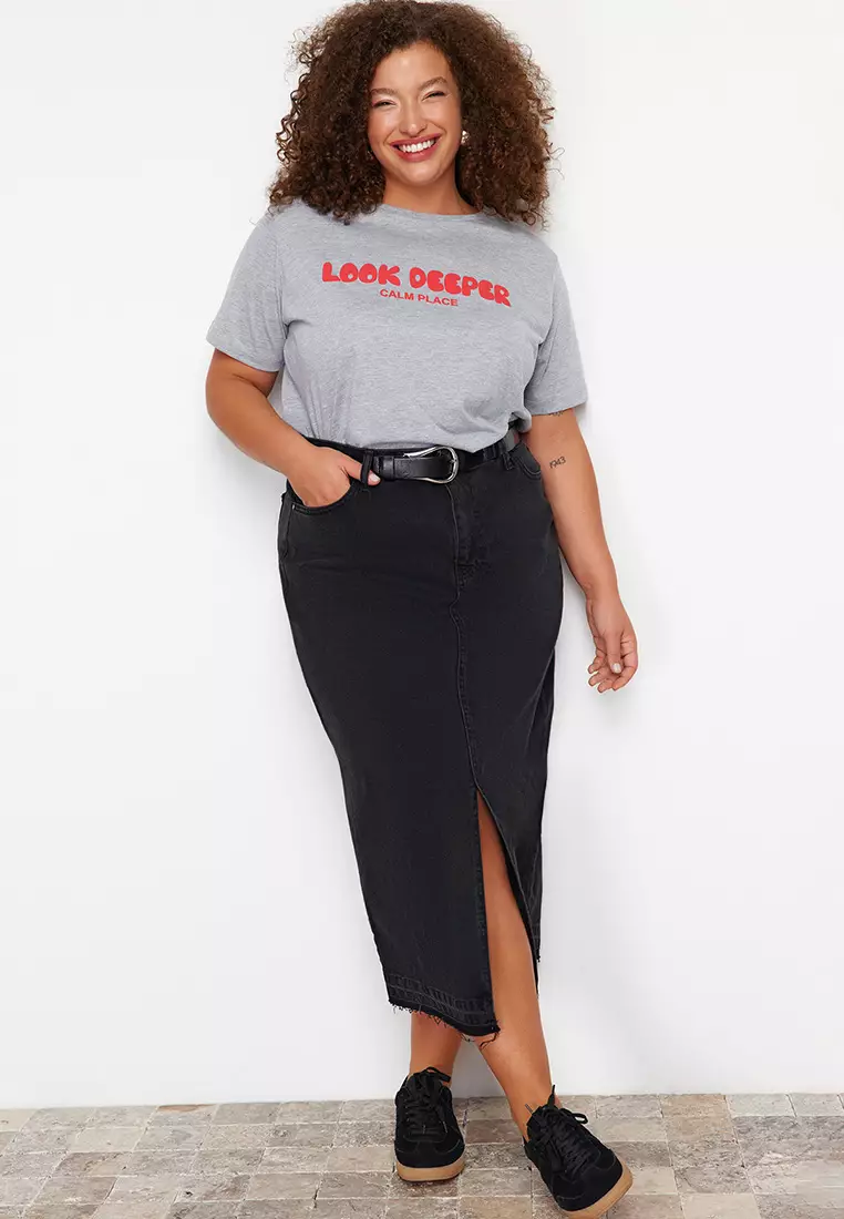 Classic Denim Midi Skirt