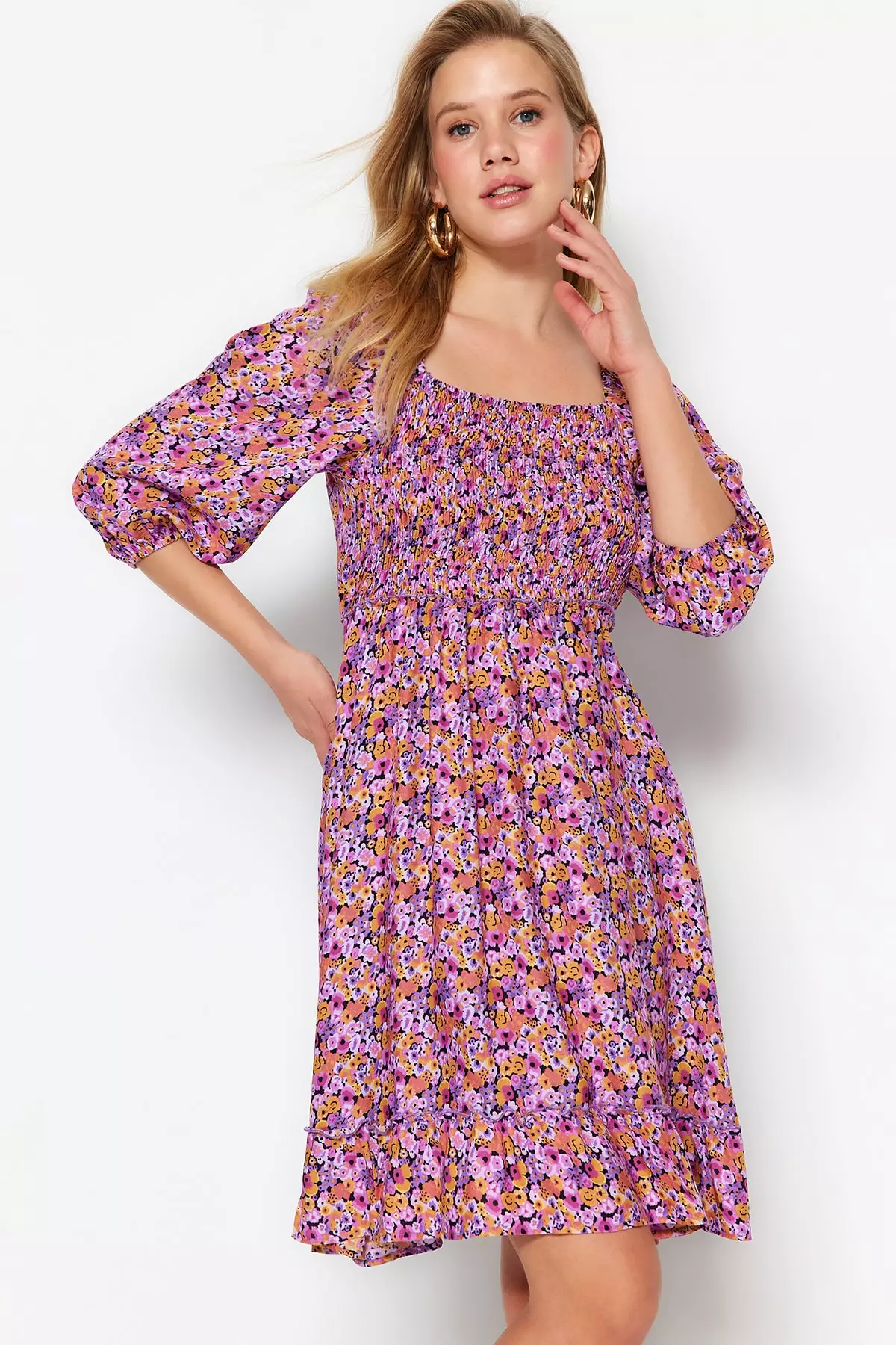 Purple deals patterned dress