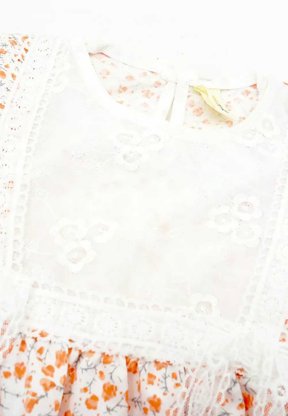 Dress Bayi Anak Perempuan Lengan Panjang Vintage Floral Lace Korean Style Import 4224 Kuning