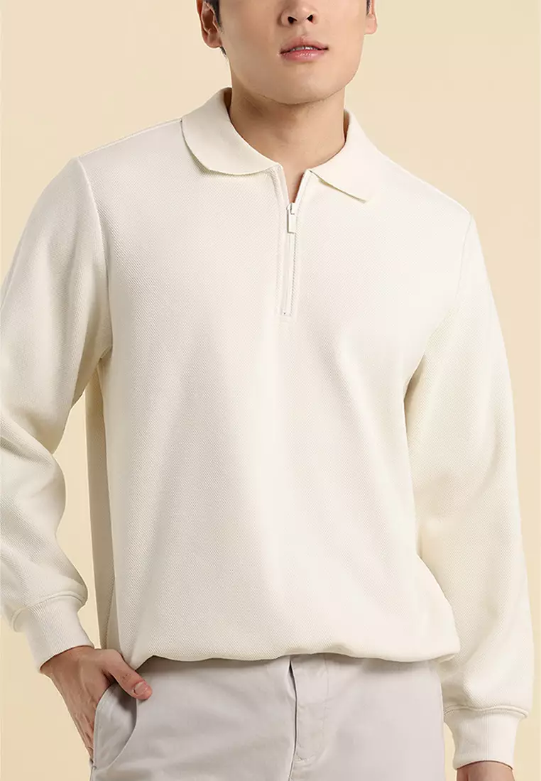 Dress Code Relaxed Textured Half Zip Sweatshirt