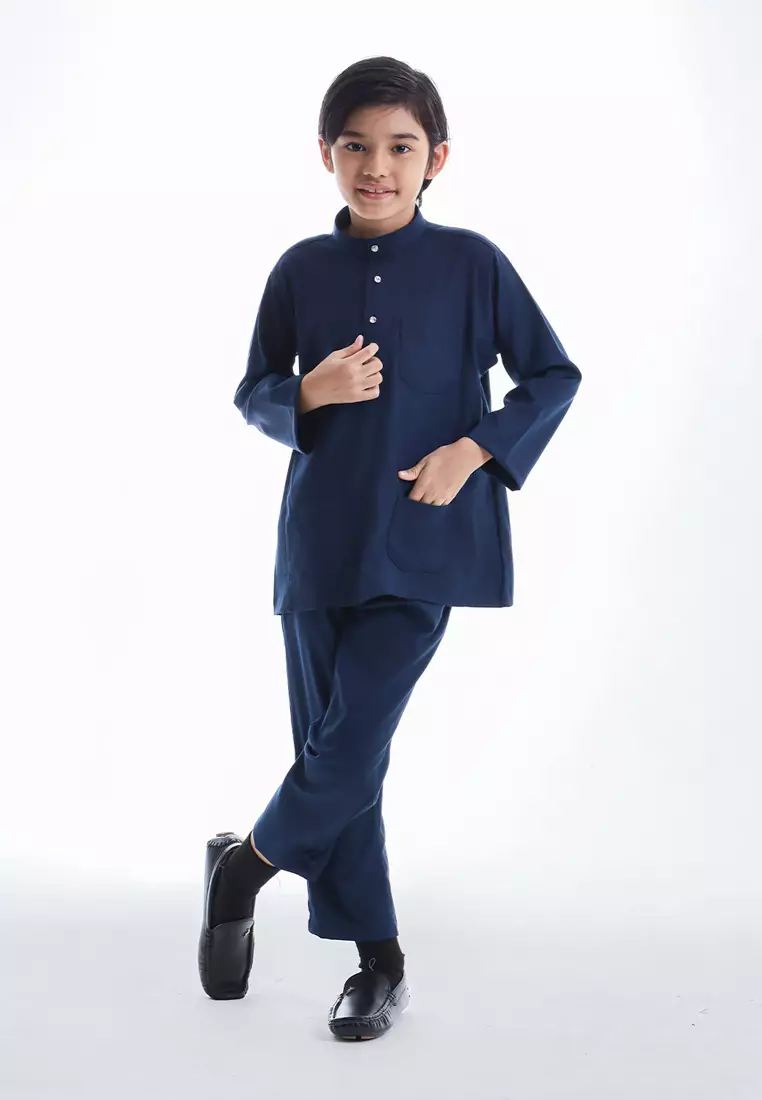 Alain Delon Baju Melayu Cekak Musang Budak - 19026504-39PageantBlue
