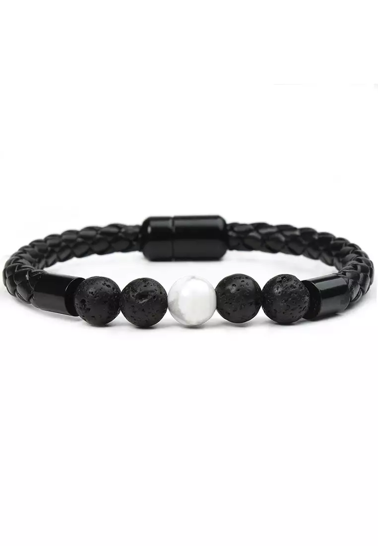 Mens bracelets clearance lava stone