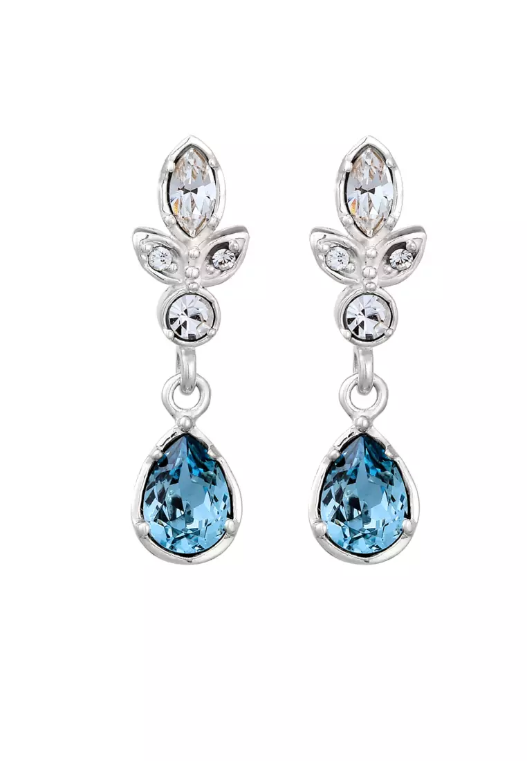 Earrings Stud Hanger Light Blue White Embellished With Crystals By Swarovski®