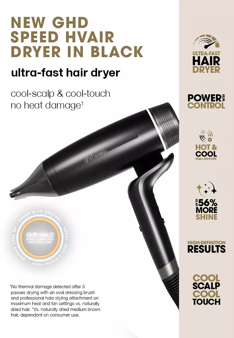 NEW GHD SPEED PROFESSIONAL DUAL AIR FLOW HAIR DRYER (BLACK)