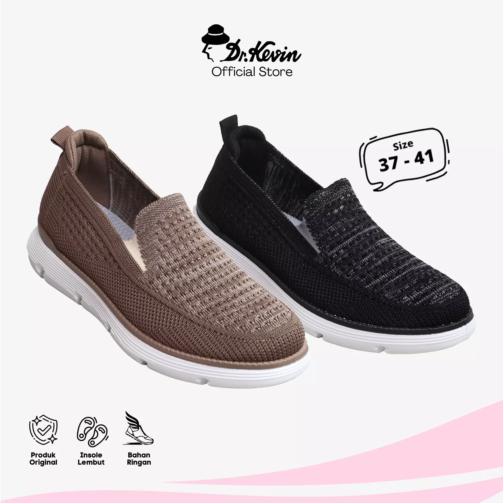 Dr. Kevin Sepatu Olahraga Sport Wanita Sneakers Rajut Sepatu Sekolah Slip On 589-108