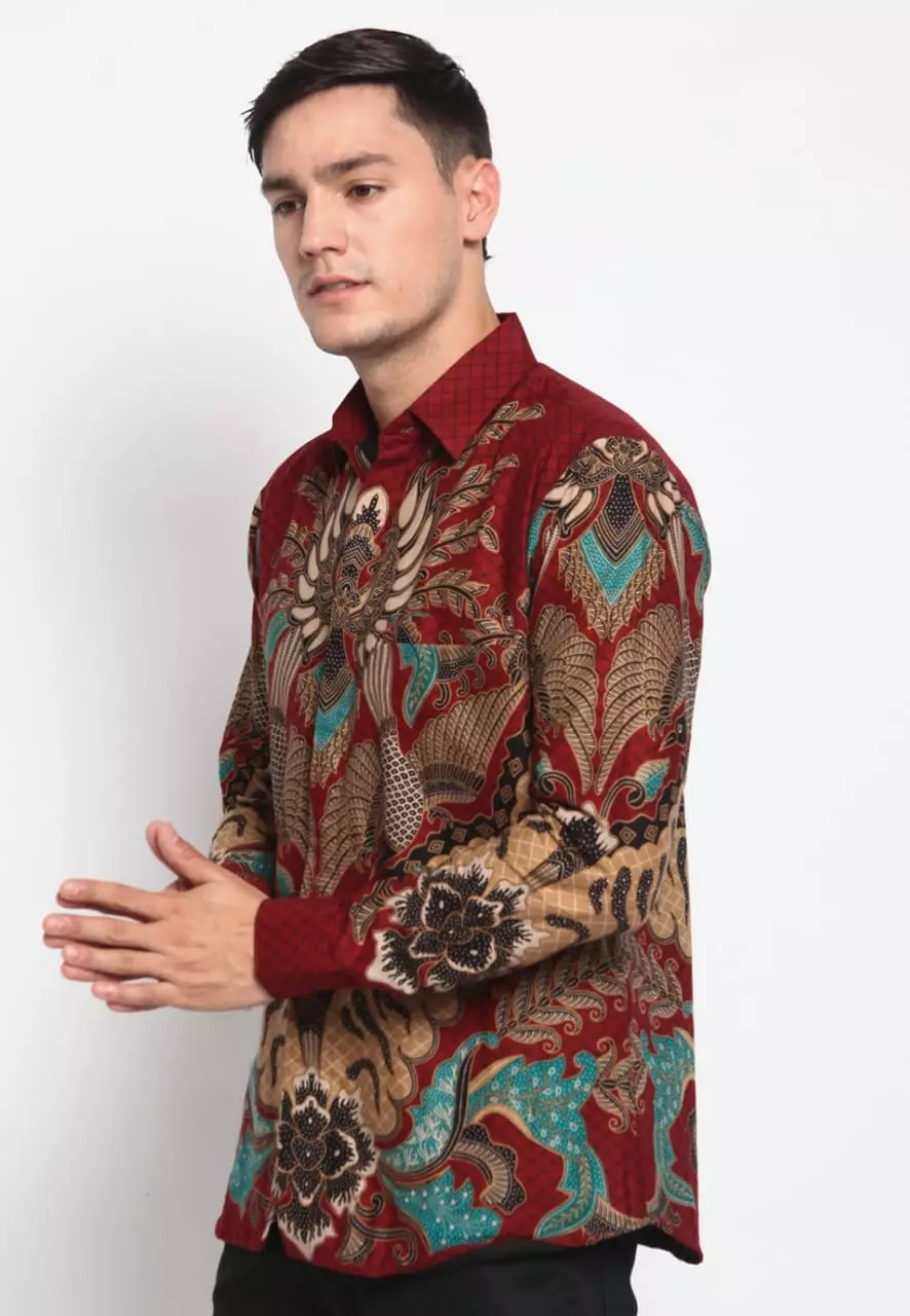 Mahesa Maron Kemeja Batik Premium Pria Slimfit Elegan Slimfit