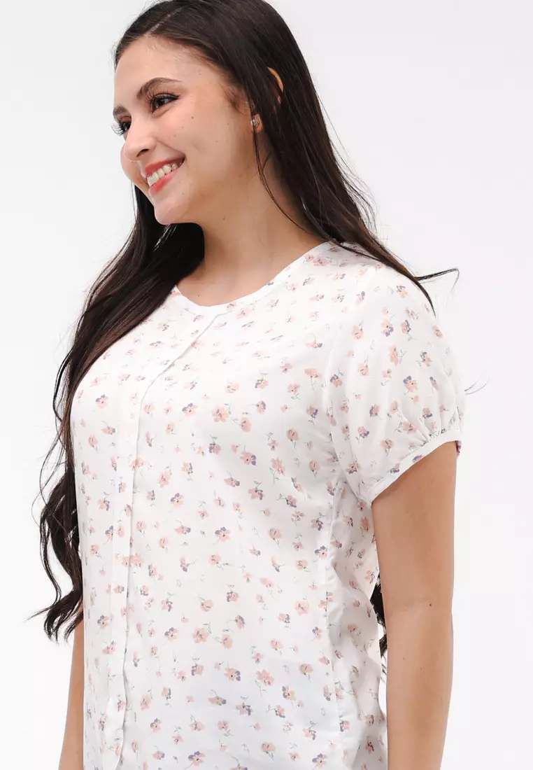 Woven Printed Rayon Short Sleeves Blouse