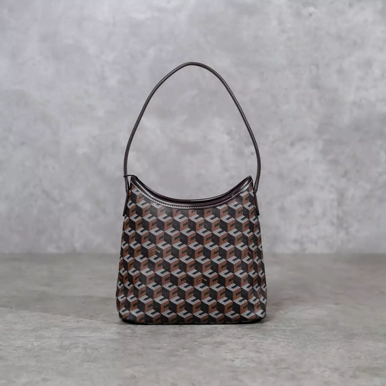Tas CHRISTY NG ALESSO MONOGRAM PATTERN CHESTNUT BROWN HOBO BAG MINI 100% ORIGINAL