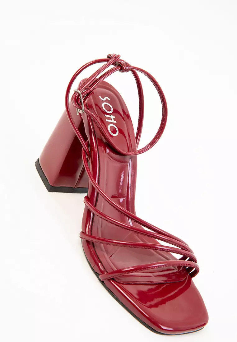 Claret Red Patent Leather Women's Classic Heeled Shoes 20282
