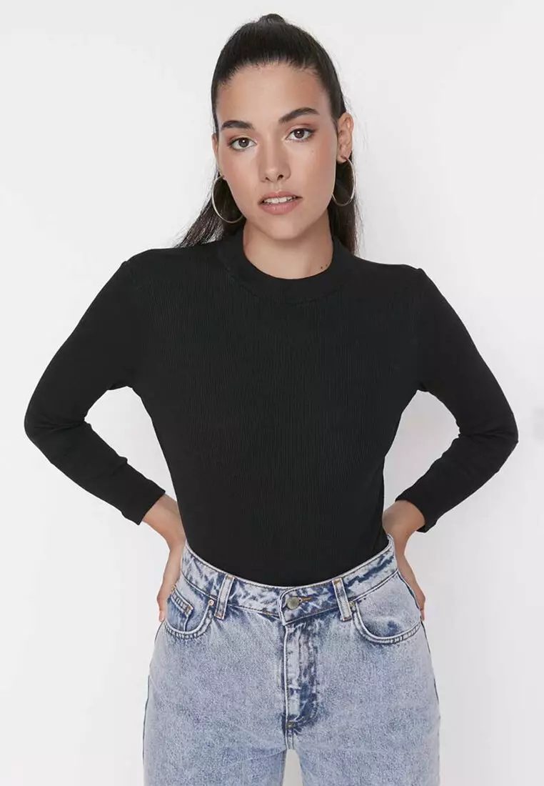 2-Pack Stand Collar Bodysuit Top