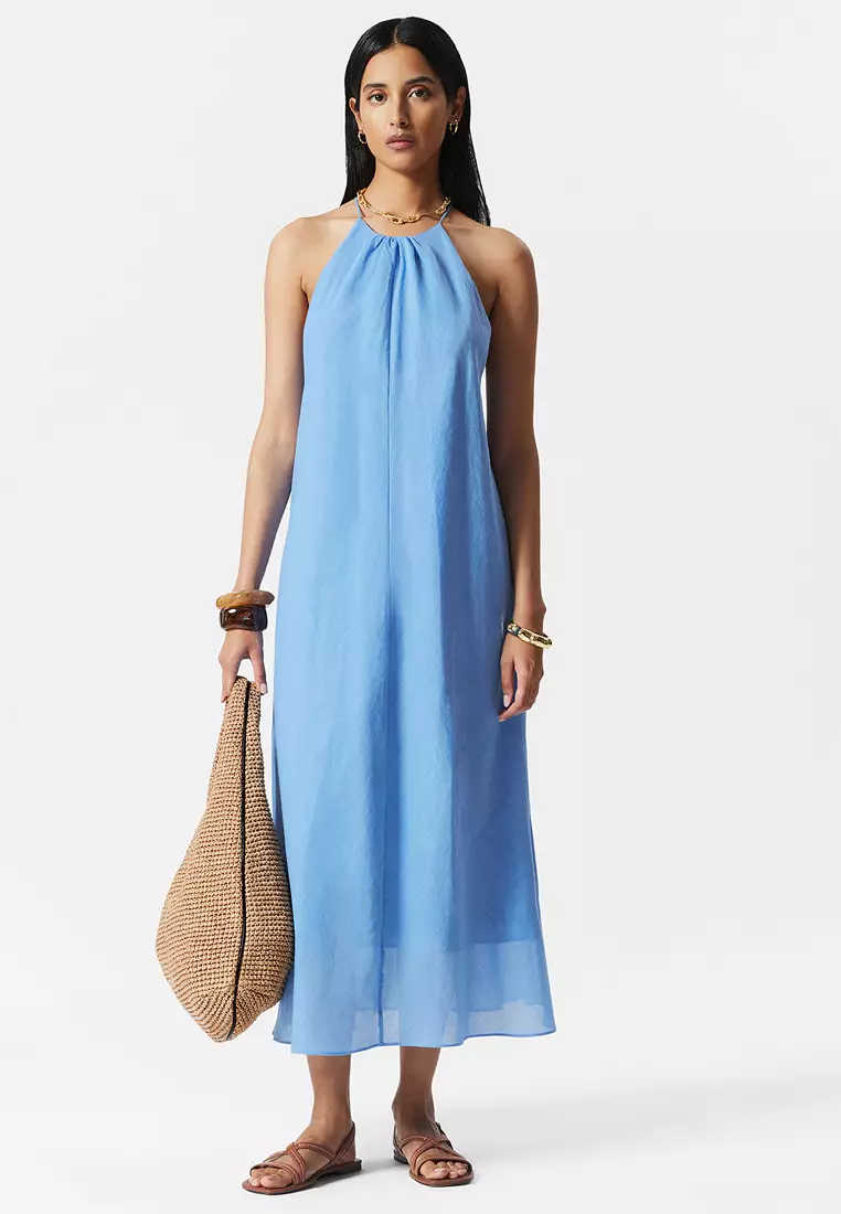 Sleeveless Halterneck Midi Dress