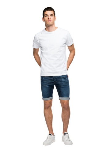 REPLAY blue and navy REPLAY TAPERED FIT RBJ 901 573 CLOUDS BERMUDA SHORTS FCC7CAA9506399GS_1