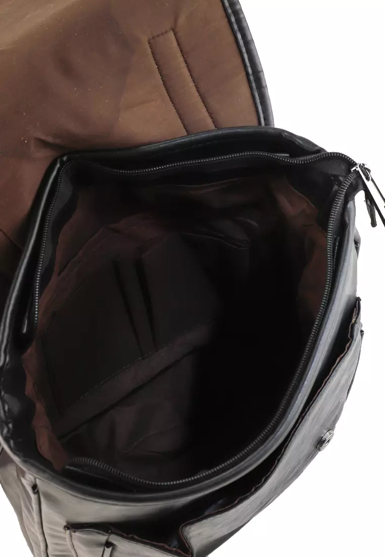 Distressed Leather Commuter Messenger Backpack