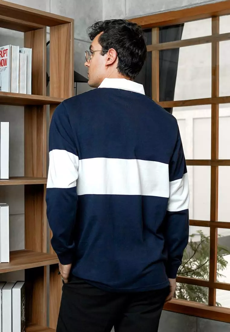 Matsuda Kaos Rugby Polo Shirt Pria Lengan Panjang Nago