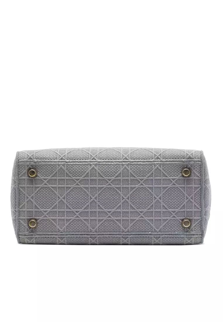 Pre-Loved Dior Medium Embroidered Canvas Cannage Lady D Lite