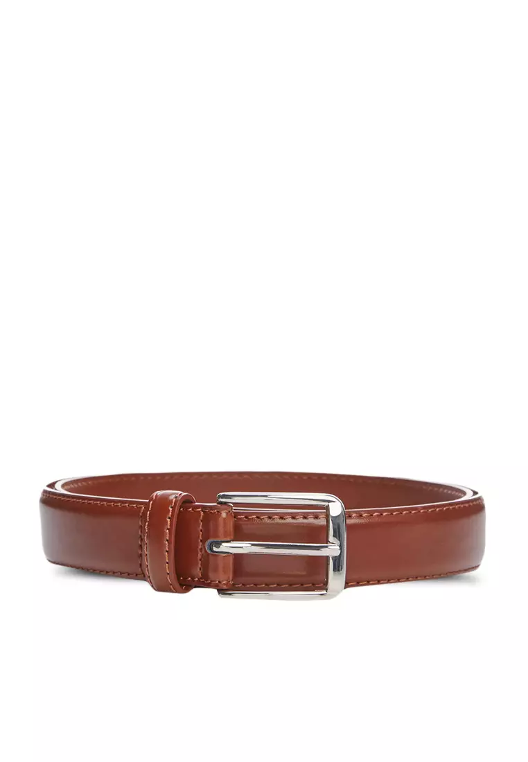 Mango Man - Adjustable Elastic Straps with Leather Details Burgundy - One Size - Men