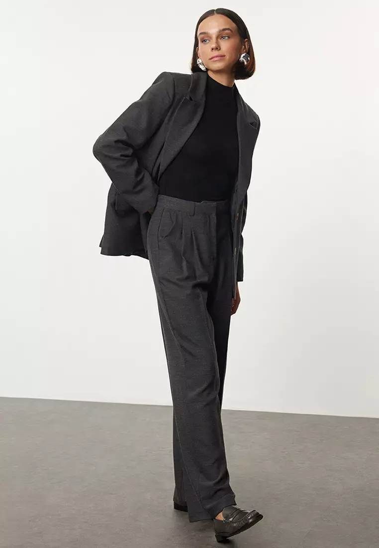Limited Edition Black Straight Cut Pleated Pants