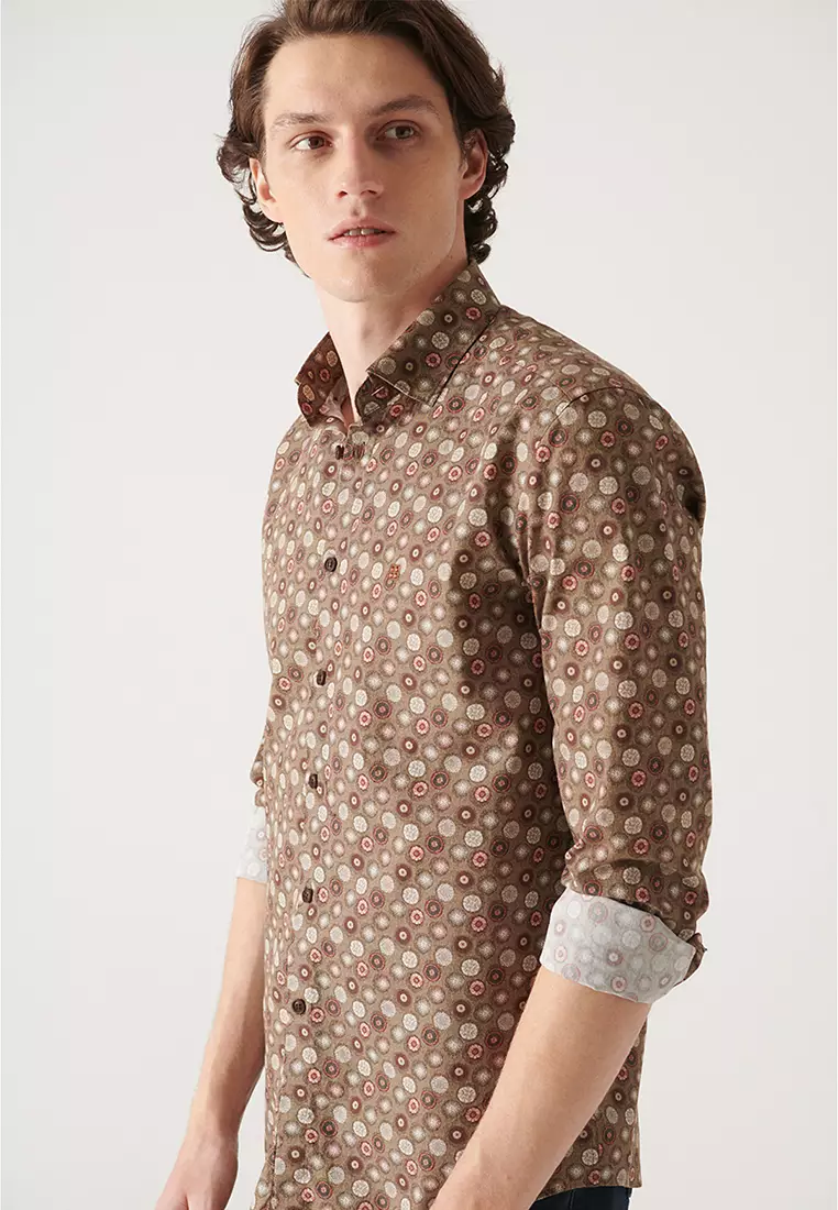 Abstract Patterned Slim Fit Shirt