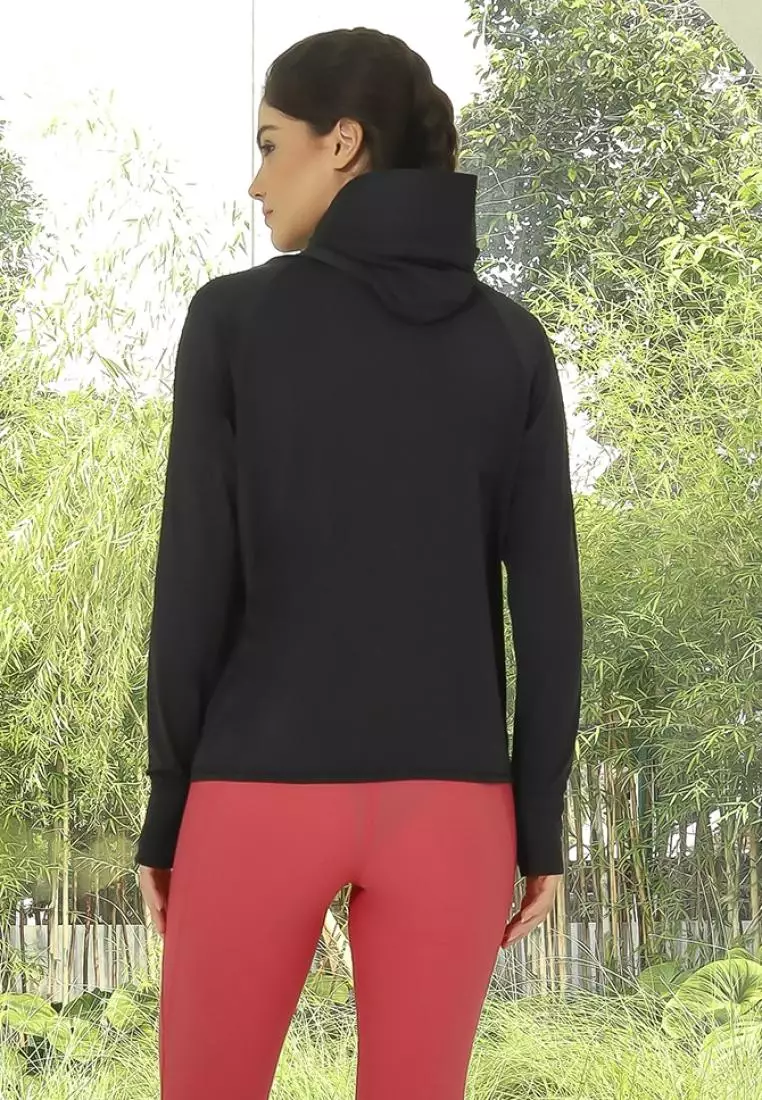 Fitwear - Jaket K-Style Anti UV Olahraga Wanita FLORYN UPF 50++ PJ POCKET - BLACK