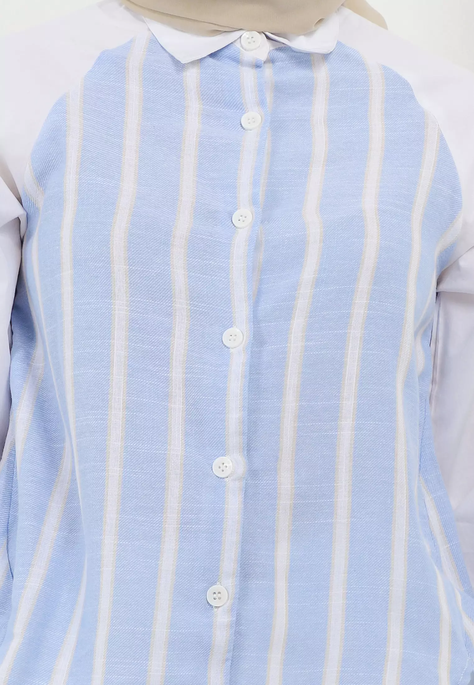 MFMW Azucena Atasan Blouse Biru Motif Salur