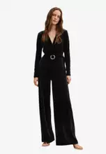 Mango black velvet jumpsuit new arrivals