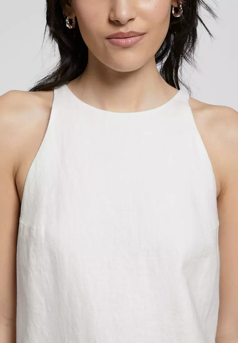 Linen A-Line Halter Neck Dress