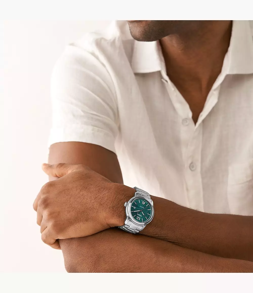 Fossil Heritage Oasis Dial Automatic Silver Jam Pria - ME3249