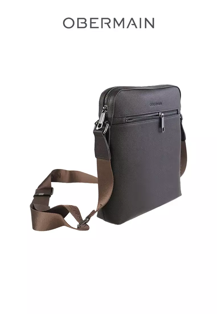 Men's Sling Bag Synthetic Leather Brown