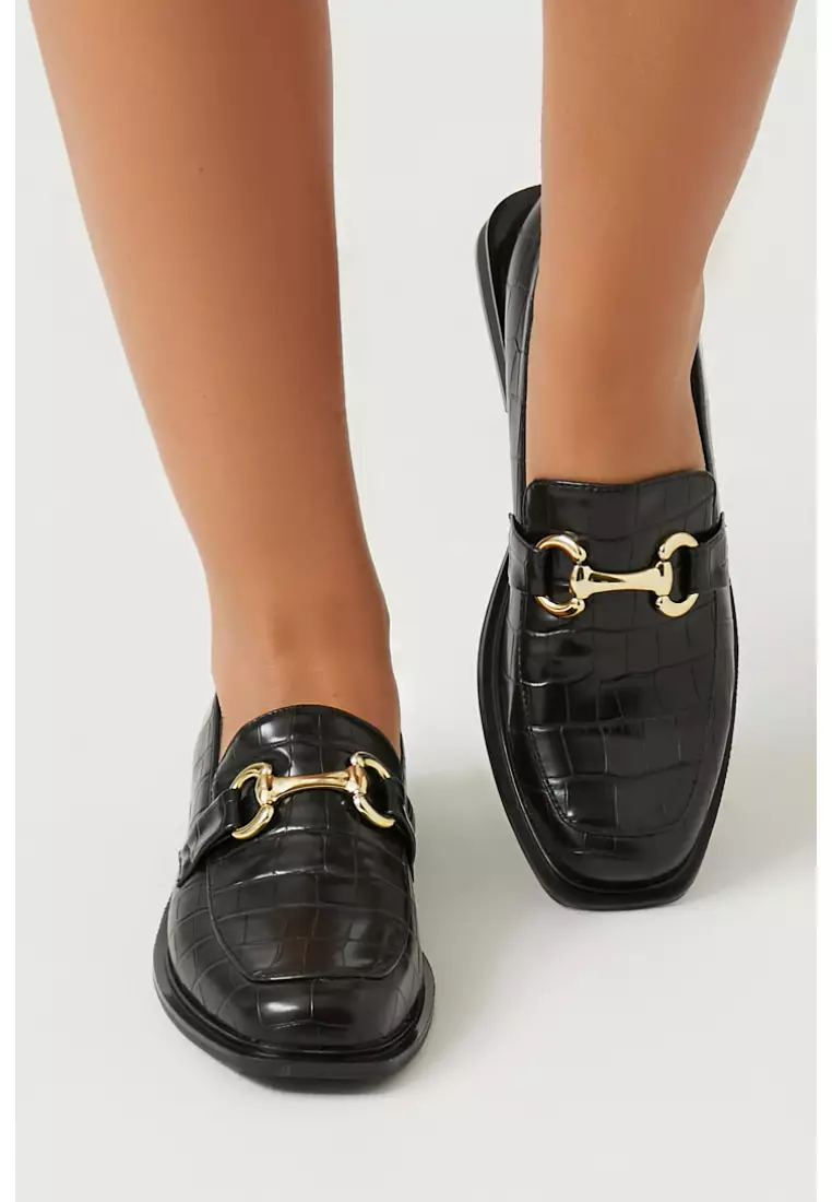 Discount on FOREVER 21  shoes - SKU: Faux Croc Leather Loafers