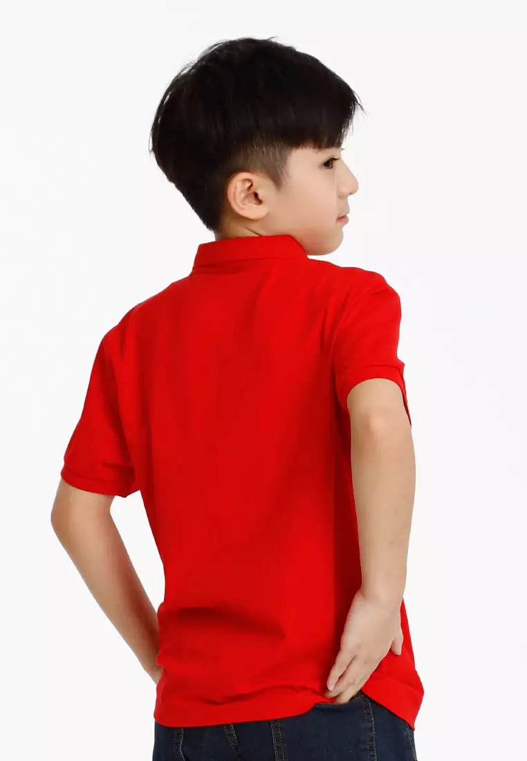 Forest Kids Stretchable Cotton Polo Tee Collar Tee | Baju T Shirt Budak Lelaki - FK20292-51Red