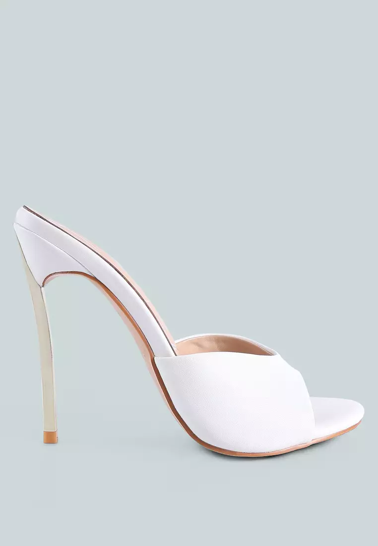 Discount on London Rag  shoes - SKU: White High Heeled Sliders Sandals