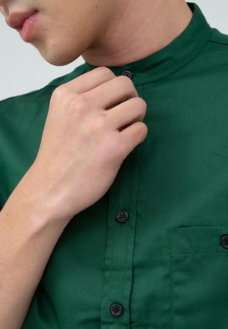 Houseofcuff Baju Koko Kemeja Lengan Pendek Pria Hijau Botol