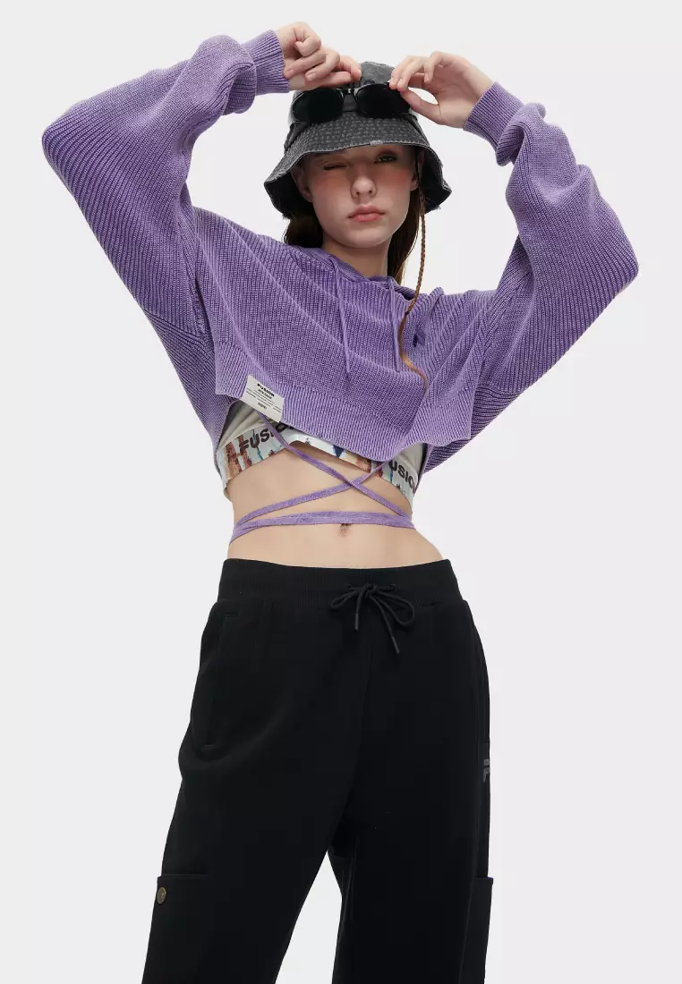 Crop top hoodie clearance fila