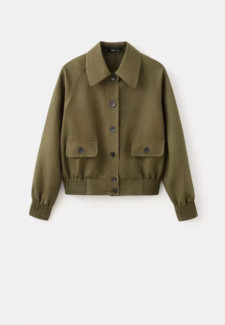 Buttons Linen-Blend Jacket