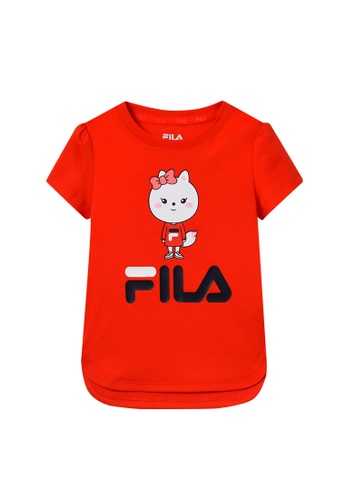 FILA red Online Exclusive FILA KIDS FILA x WONNIE FRIENDS Logo Cotton T-shirt 3-9 yrs 51F9DKACA82D2DGS_1