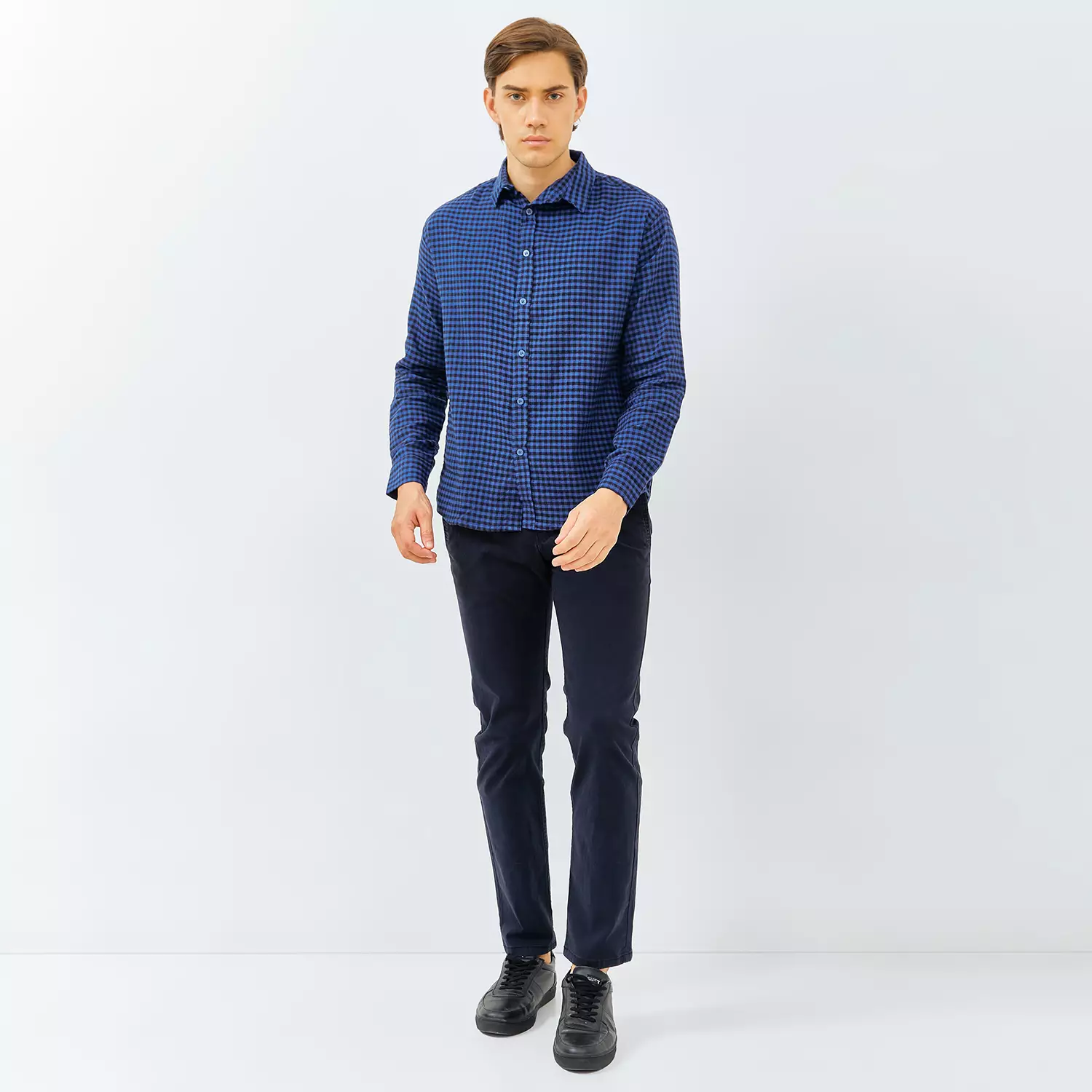 PAULMAY Kemeja Flanel Pria Lengan Panjang Biru 6706