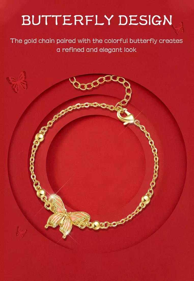 Gelang Wanita Korea Fashion Original Titanium Butterfly Design Kalung Cewek Perhiasan