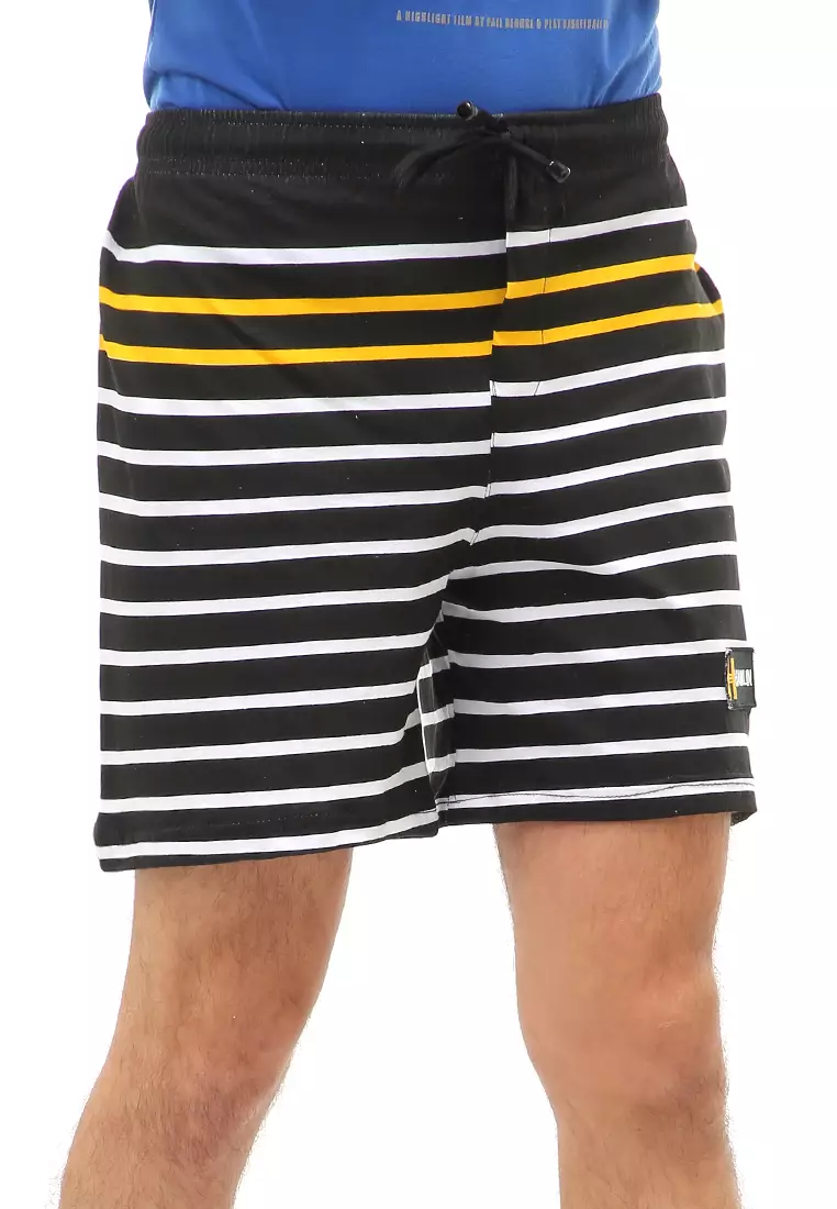 Jaymes Short Pants Celana Dalam Boxer Pria Striped Motive Material Cotton ORIGINAL - Black